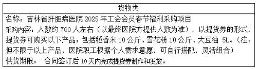 吉林省肝膽病醫(yī)院2025年工會(huì)會(huì)員春節(jié)福利采購項(xiàng)目中標(biāo)結(jié)果公告
