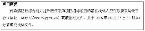 傳染病防控綜合能力提升醫(yī)療采購項目招標(biāo)公告